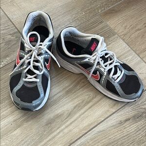 Nike Black and Gray Sneakers with Pink Swoosh